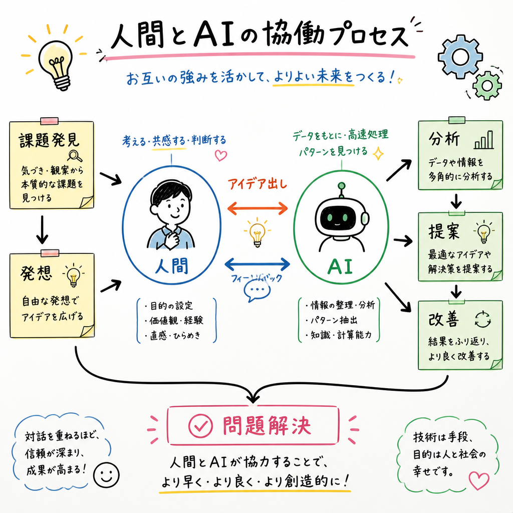 ホワイトボード手描き × AIと人間の協働